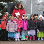 Paul Morden/Sarnia Observer/Postmedia Network
Children from the Aamjiwnaang Day Care sing O Canada at the start of Friday's Remembrance Day ceremony at the cenotaph at the First Nation.